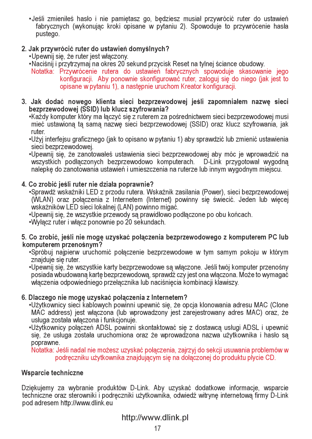 D-Link DIR-300 manual Jak przywrócić ruter do ustawień domyślnych?, Co zrobić jeśli ruter nie działa poprawnie? 