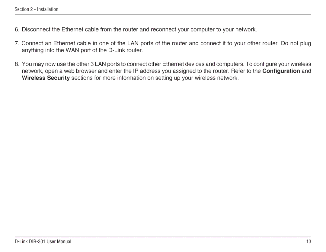 D-Link DIR-301 manual Installation 