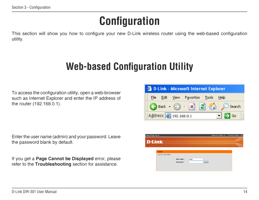 D-Link DIR-301 manual Web-based Configuration Utility 