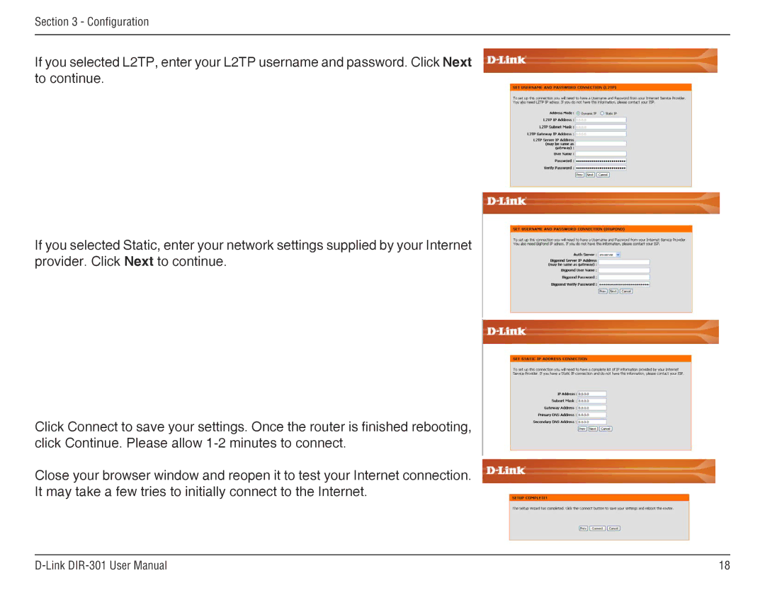 D-Link DIR-301 manual Configuration 