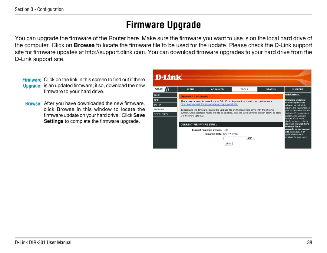 D-Link DIR-301 manual Firmware Upgrade 