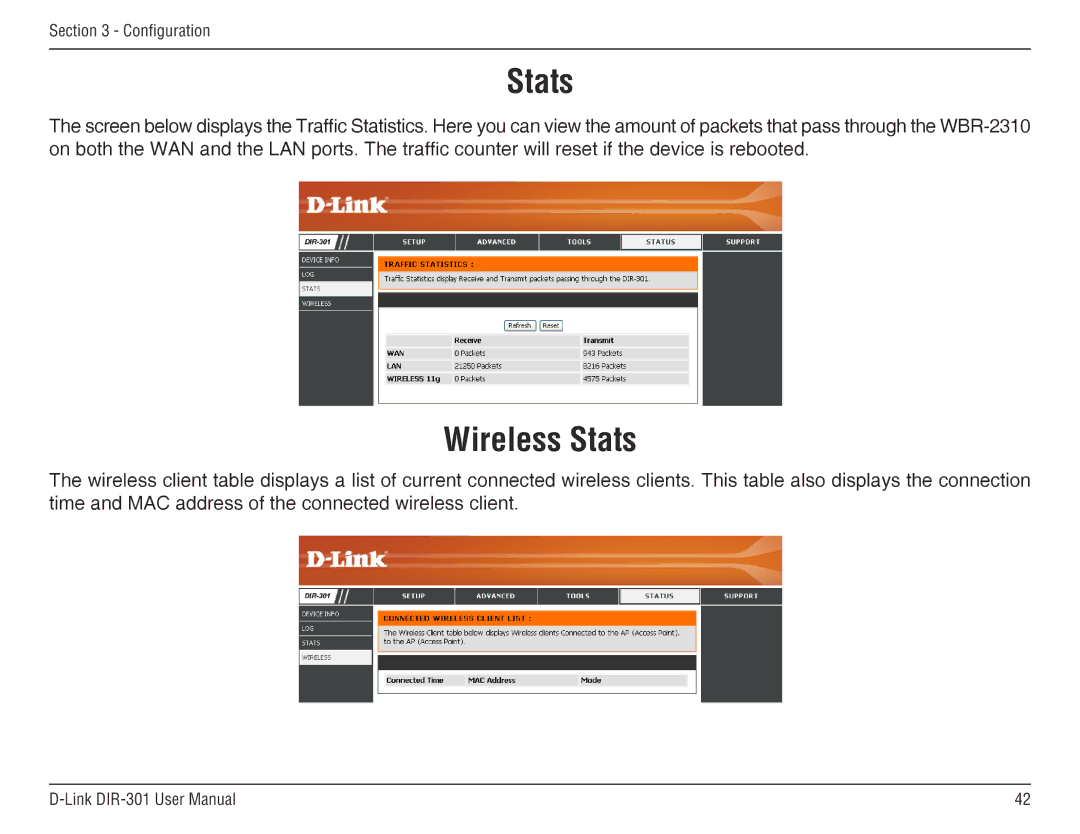 D-Link DIR-301 manual Wireless Stats 