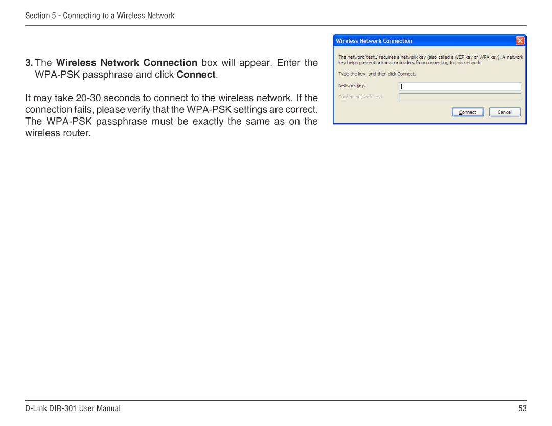 D-Link DIR-301 manual Connecting to a Wireless Network 