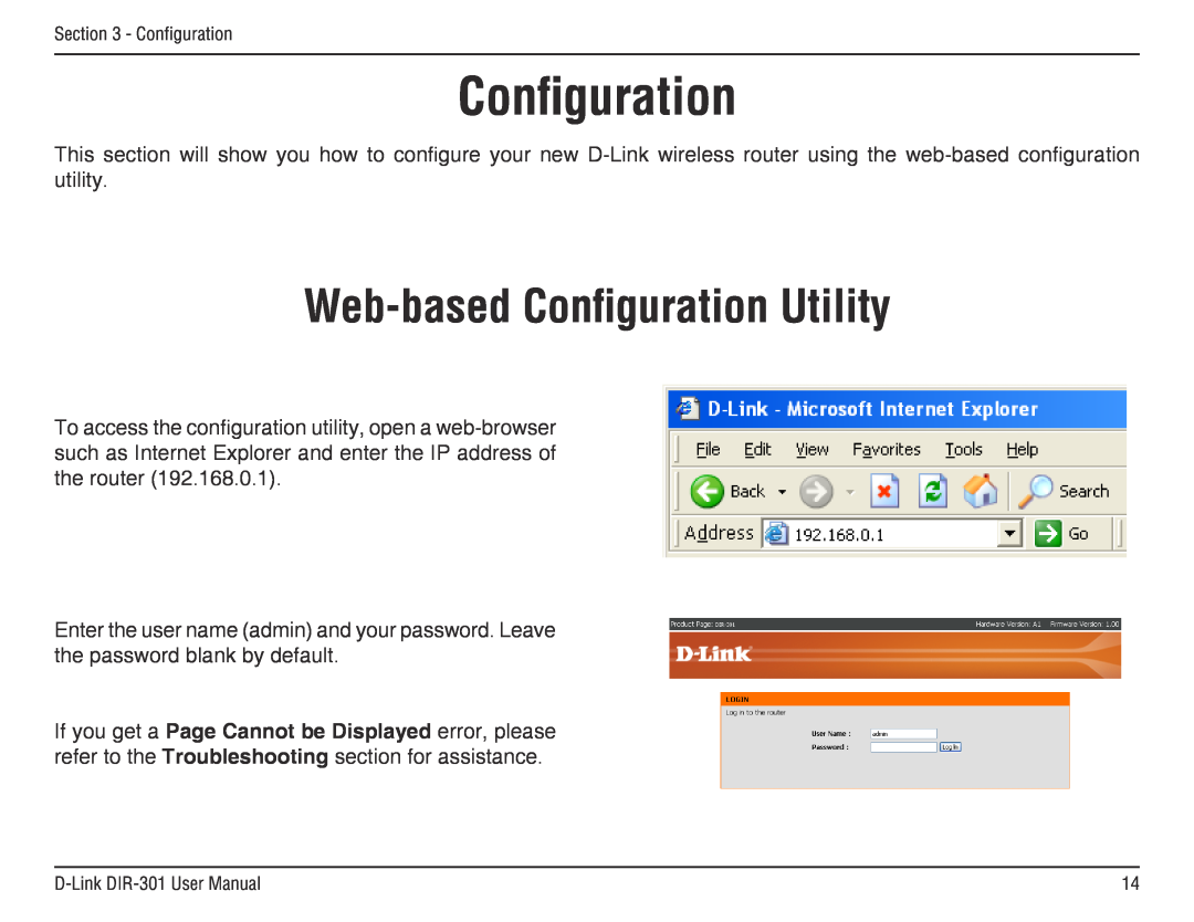 D-Link DIR-301 manual Web-based Configuration Utility 