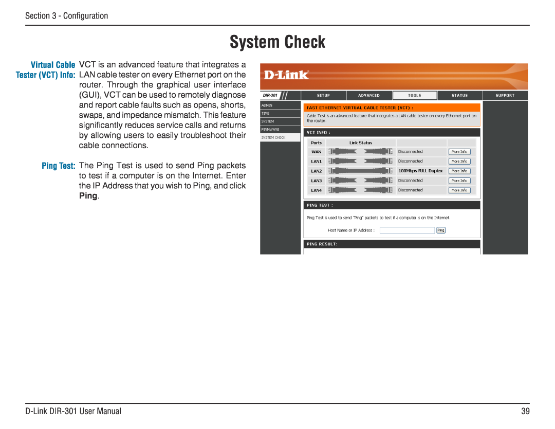 D-Link DIR-301 manual System Check 