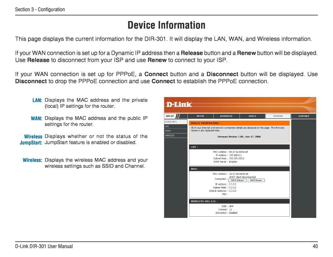 D-Link DIR-301 manual Device Information 