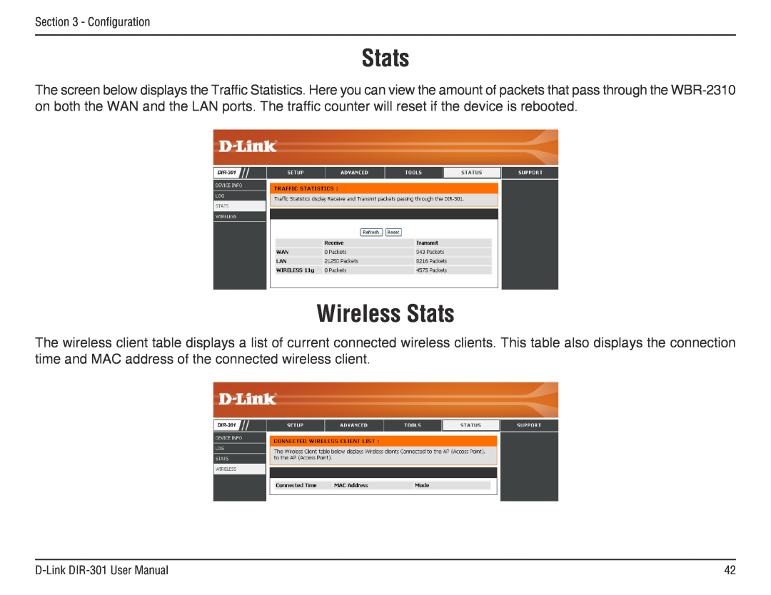 D-Link DIR-301 manual Wireless Stats 