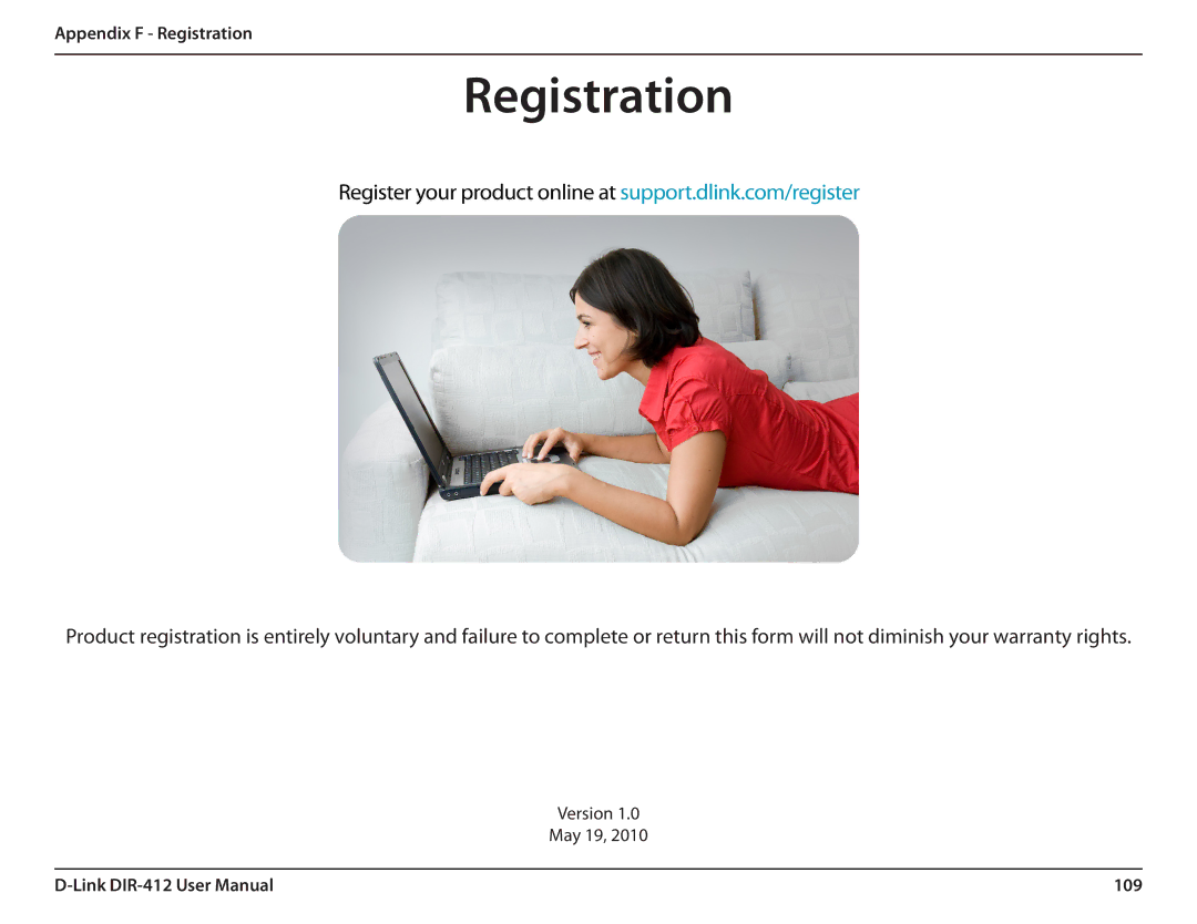 D-Link DIR-412 manual Registration 