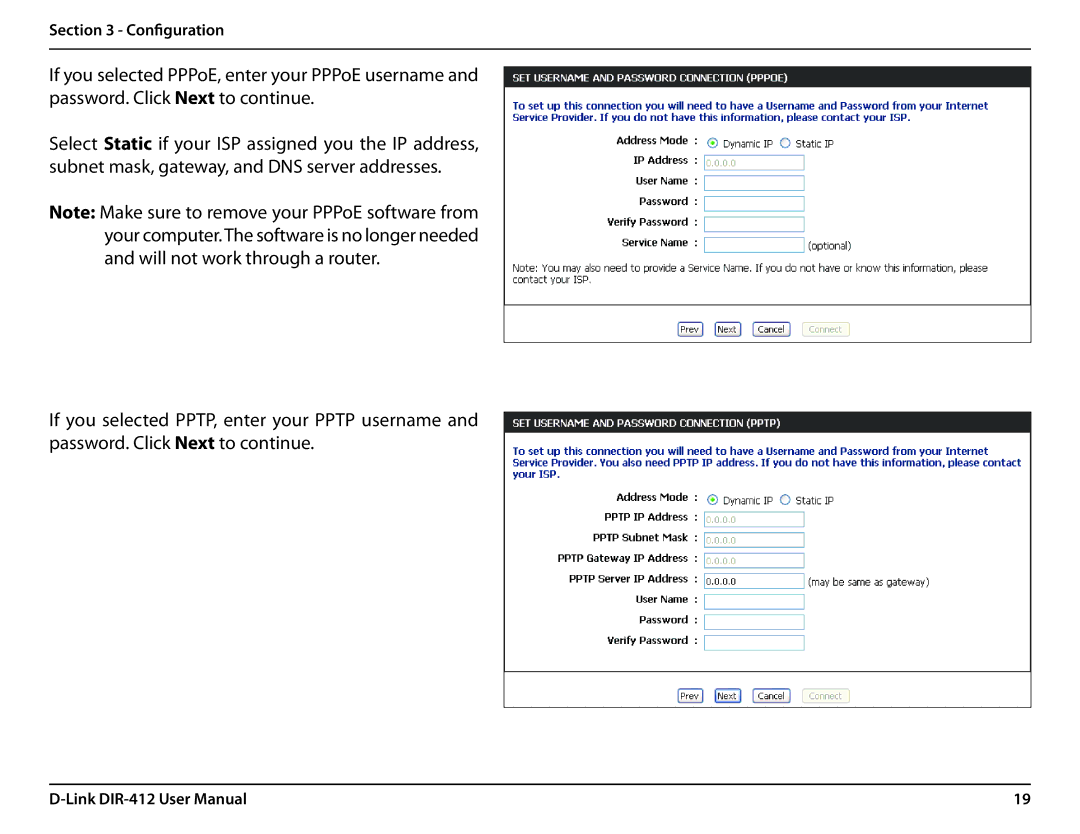 D-Link DIR-412 manual Configuration 