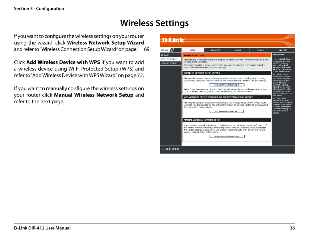 D-Link DIR-412 manual Wireless Settings 