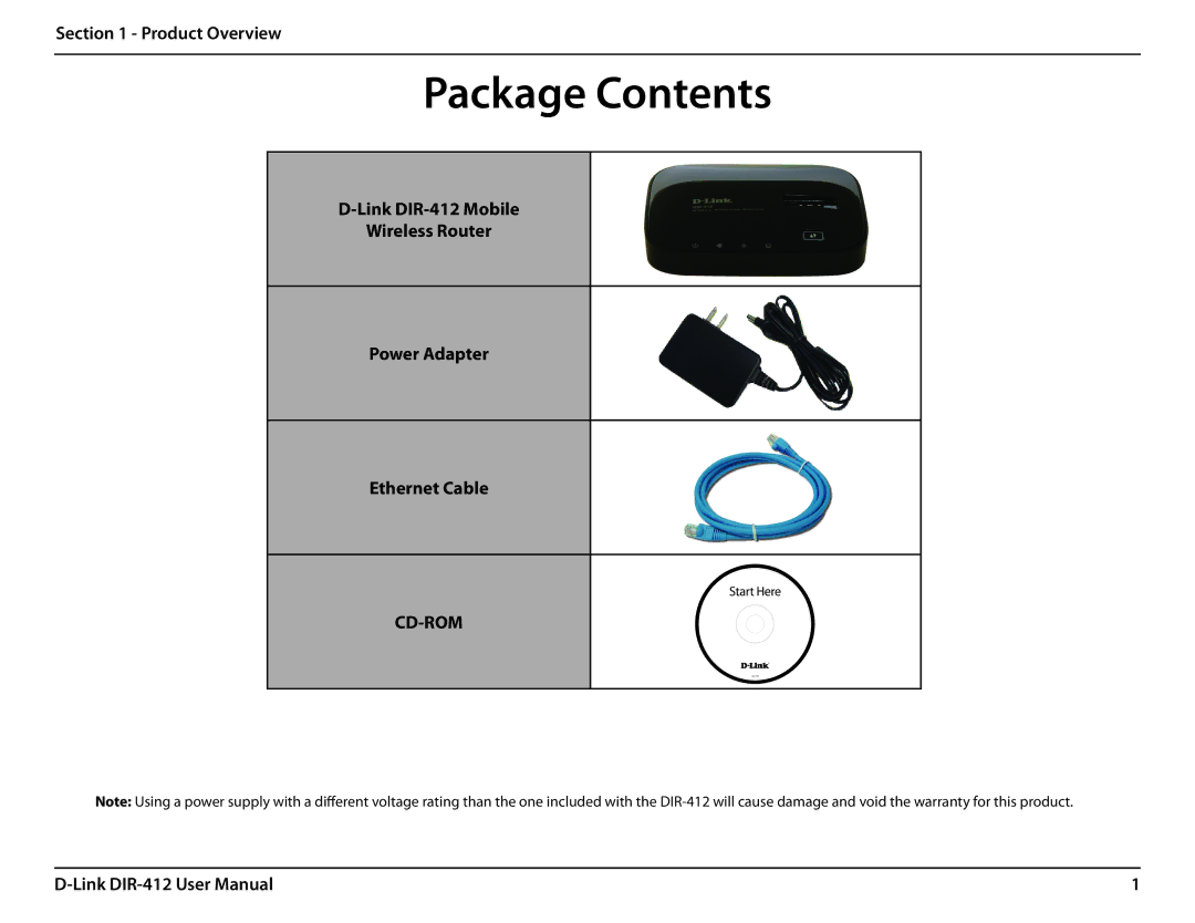 D-Link DIR-412 manual ProductPackageOverviewContents 