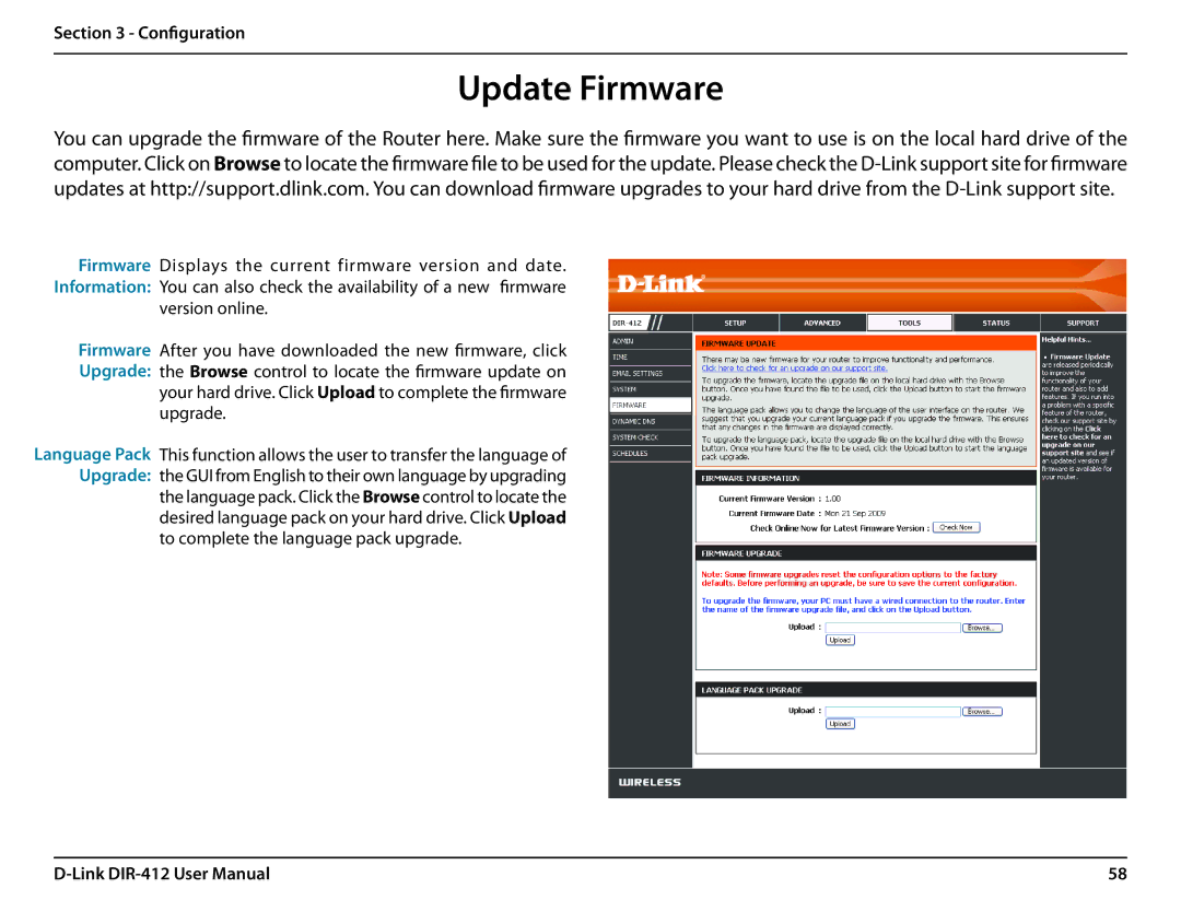 D-Link DIR-412 manual Update Firmware 
