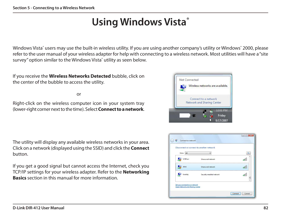 D-Link DIR-412 manual Using Windows Vista 