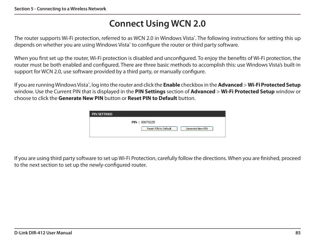 D-Link DIR-412 manual Connect Using WCN 
