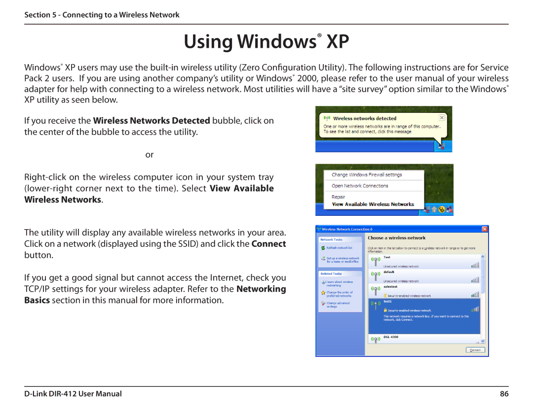 D-Link DIR-412 manual Using Windows XP 