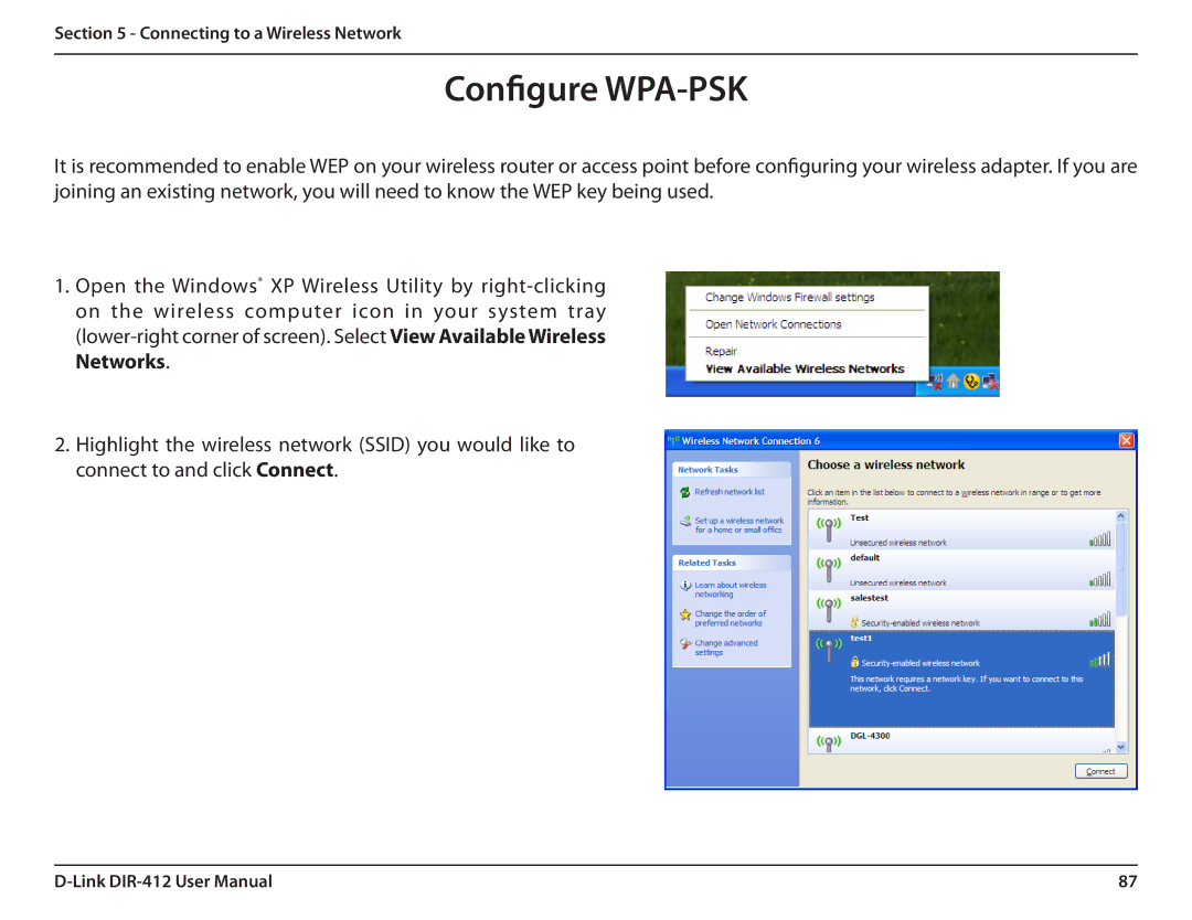 D-Link DIR-412 manual Configure WPA-PSK 