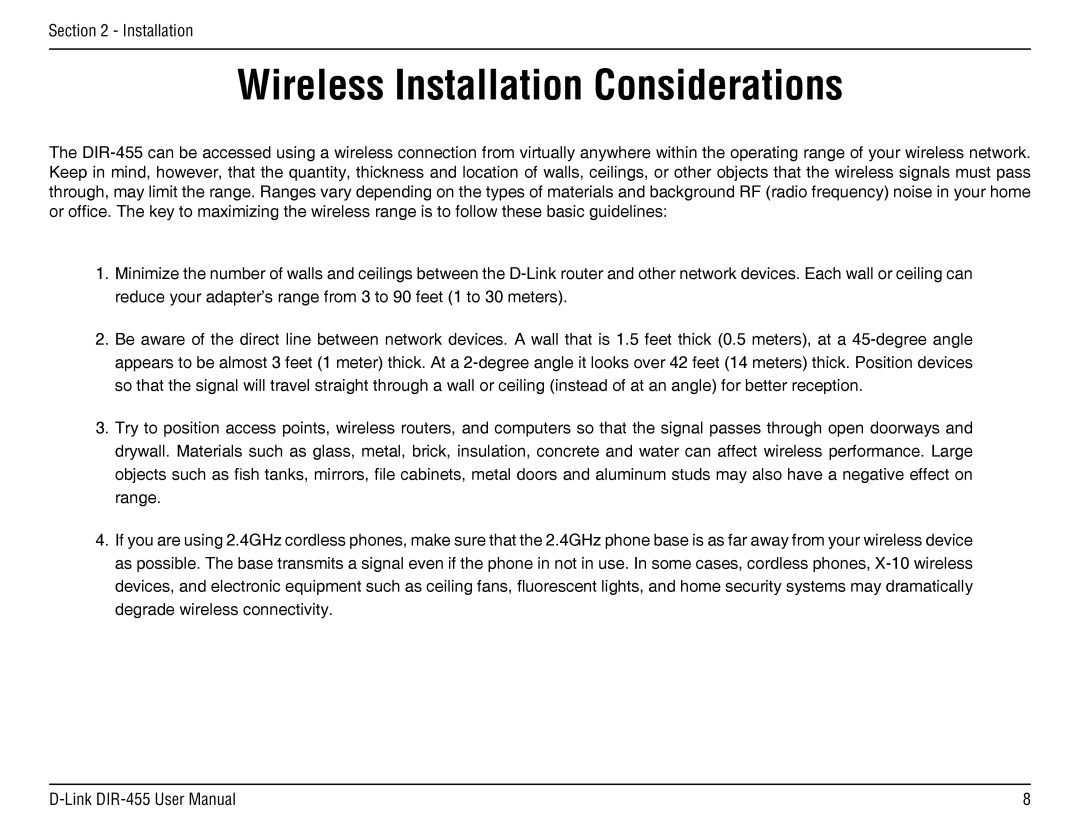 D-Link DIR-455 manual Wireless Installation Considerations 