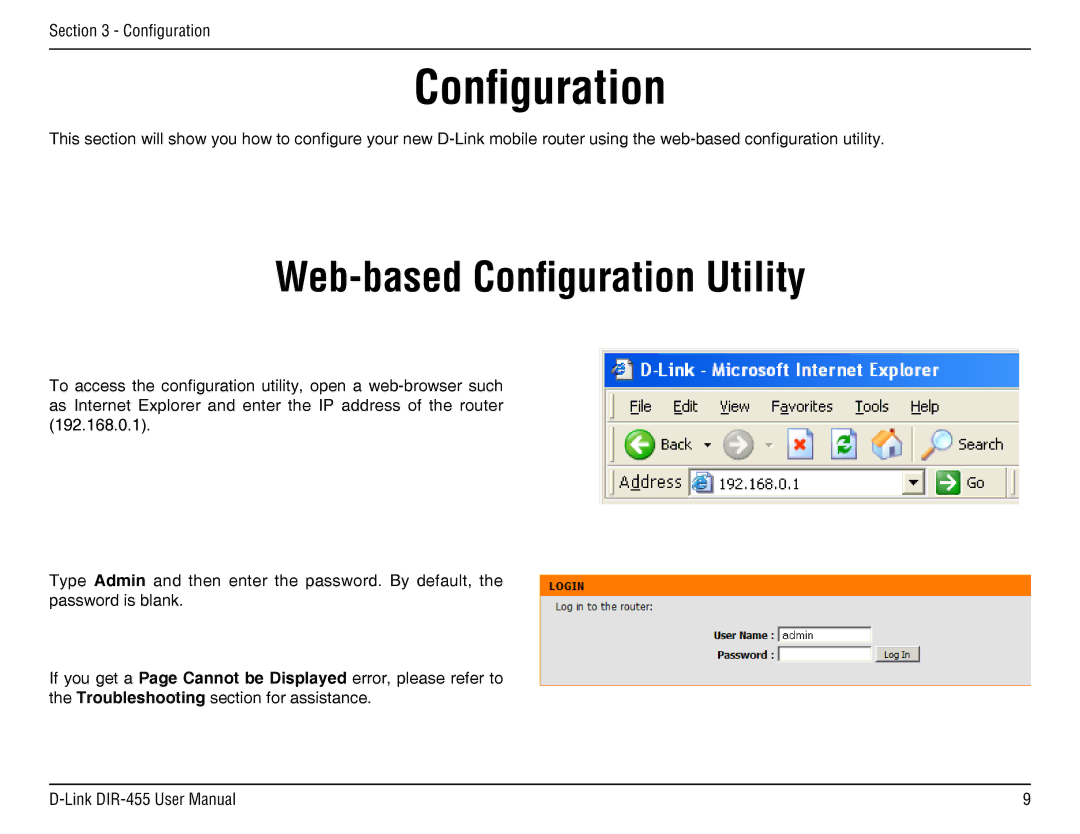 D-Link DIR-455 manual Web-based Configuration Utility 