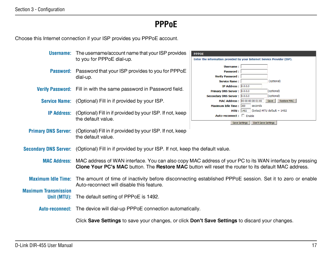 D-Link DIR-455 manual PPPoE 