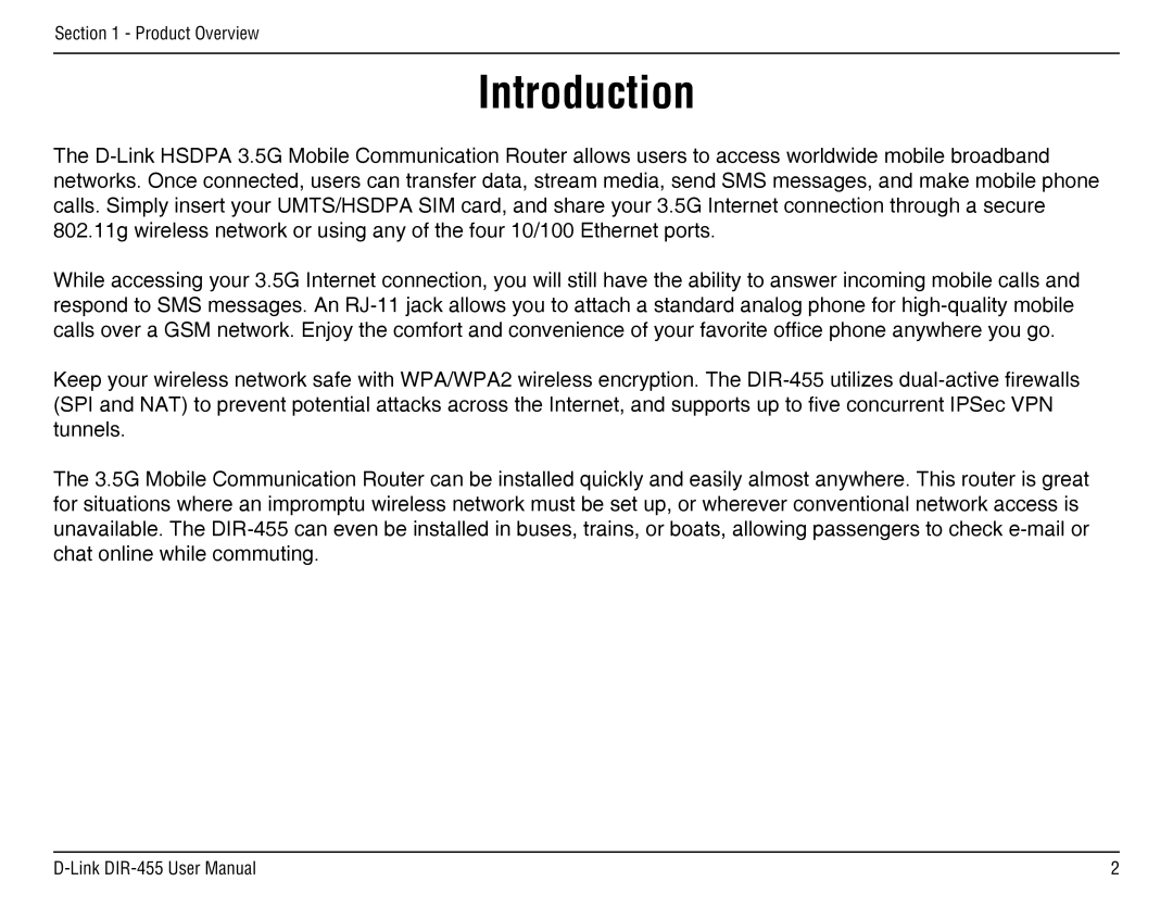 D-Link DIR-455 manual Introduction 