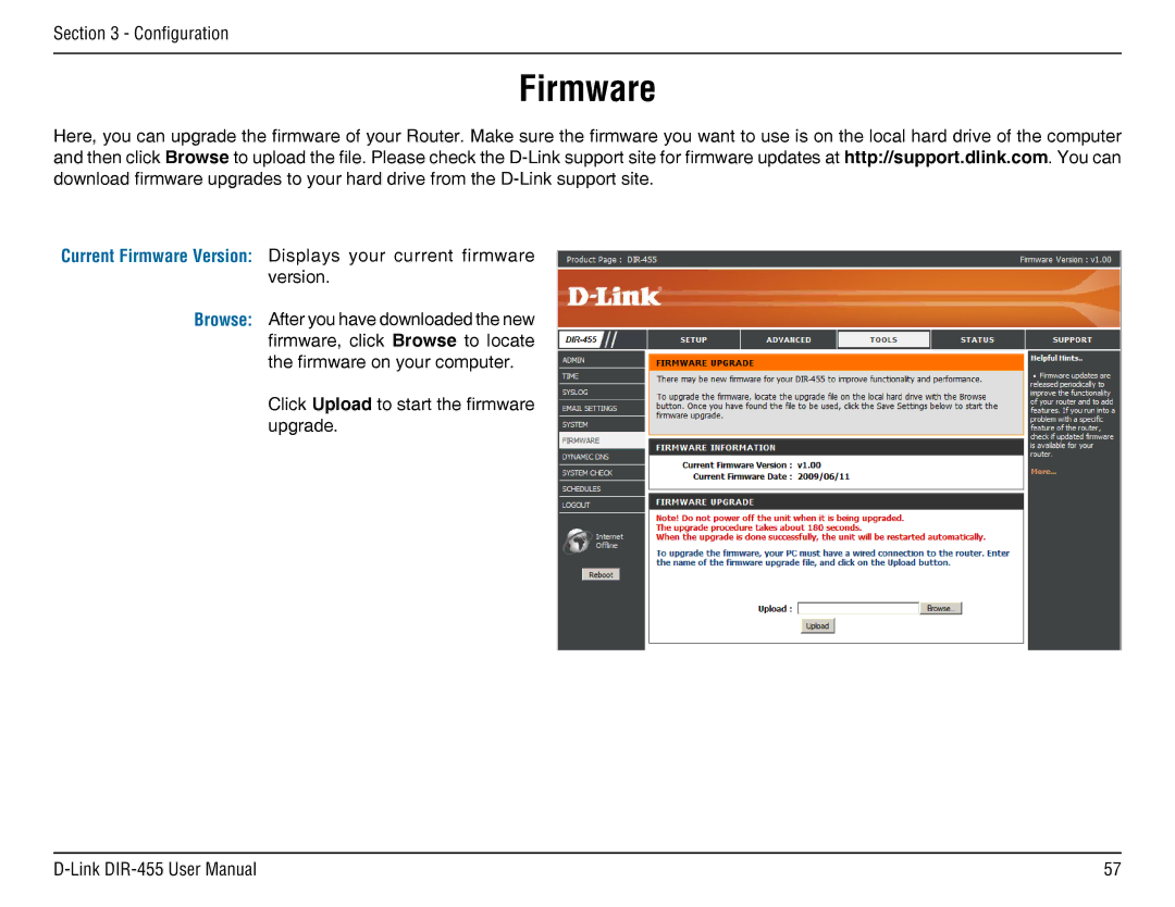 D-Link DIR-455 manual Firmware 