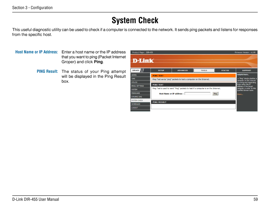 D-Link DIR-455 manual System Check 