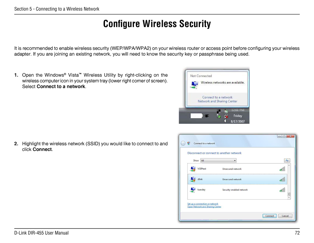 D-Link DIR-455 manual Configure Wireless Security 