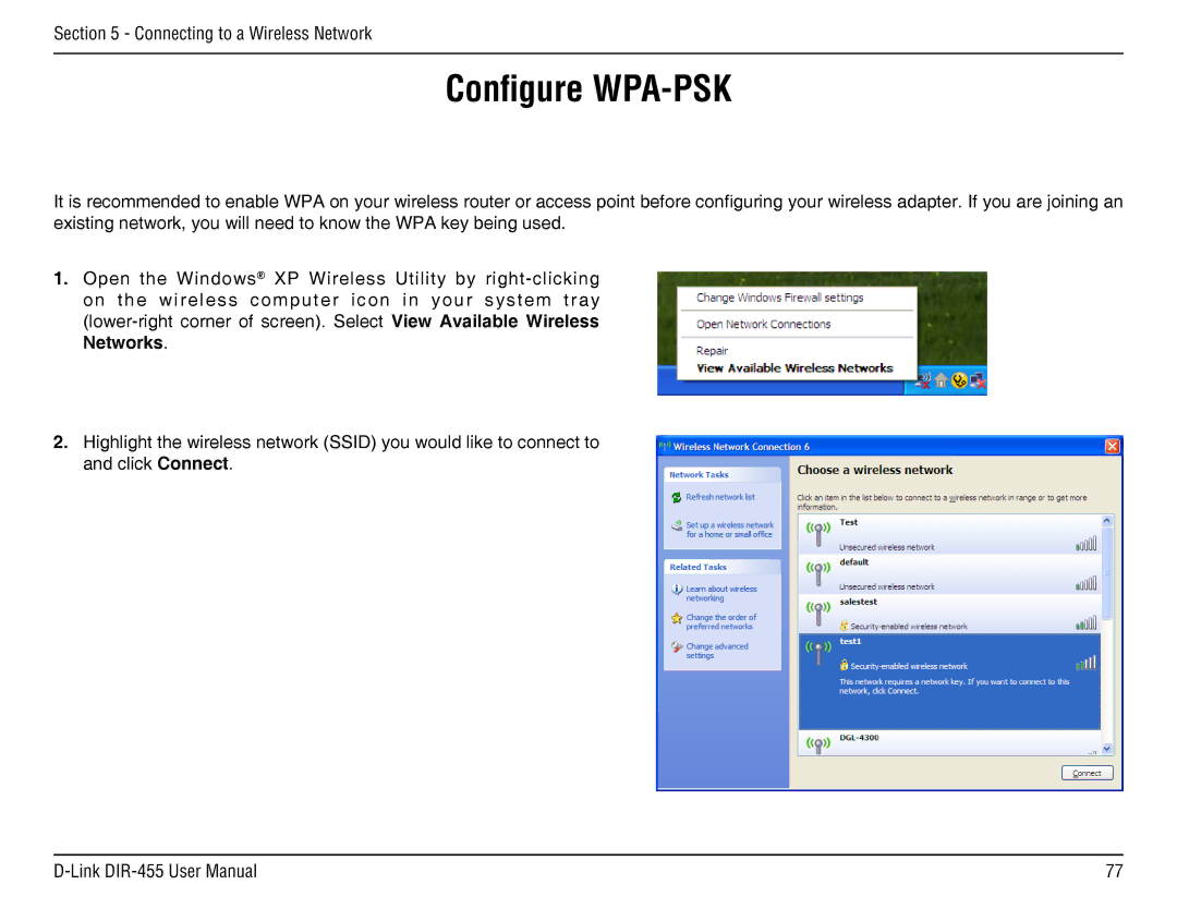 D-Link DIR-455 manual Configure WPA-PSK 