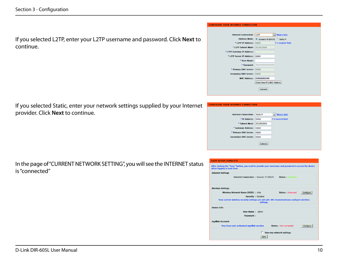 D-Link DIR-605L user manual Configuration 