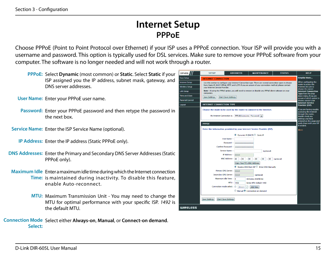 D-Link DIR-605L user manual PPPoE 