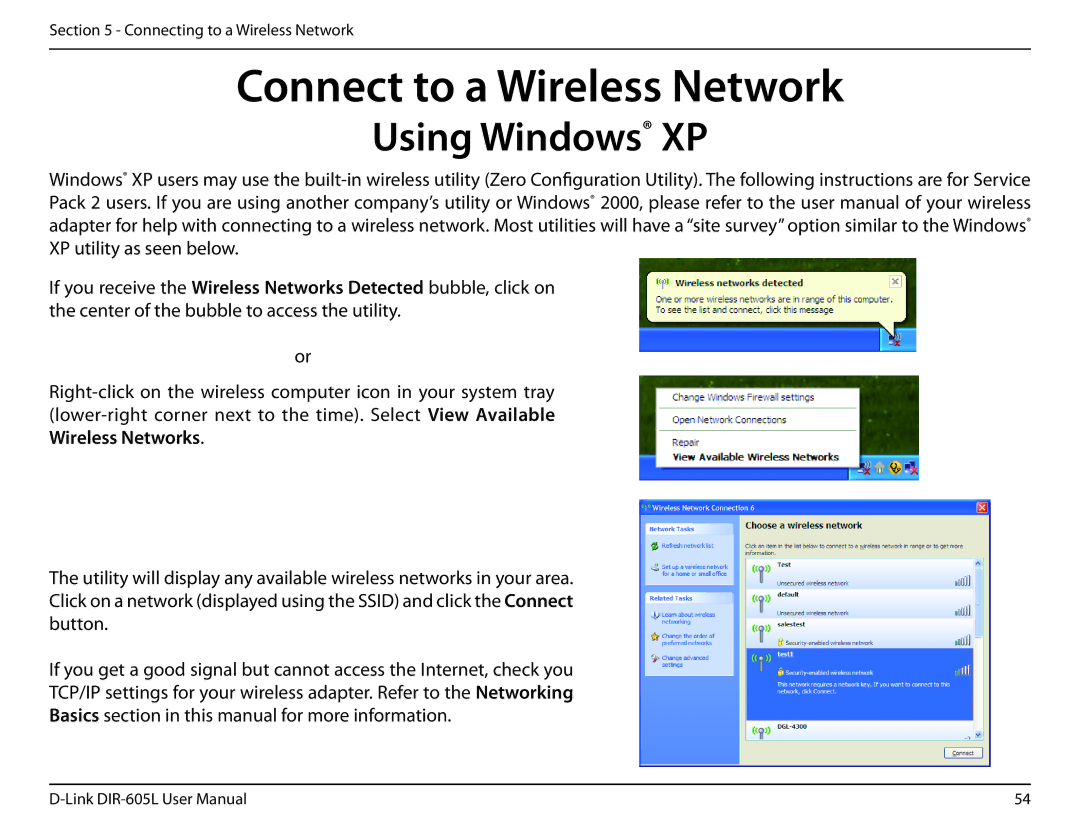 D-Link DIR-605L user manual Connect to a Wireless Network, Using Windows XP 