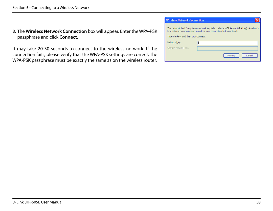 D-Link DIR-605L user manual Connecting to a Wireless Network 