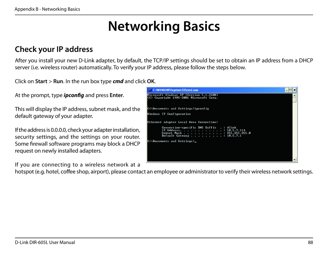 D-Link DIR-605L user manual Networking Basics, Check your IP address 