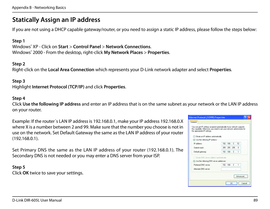 D-Link DIR-605L user manual Step Highlight Internet Protocol TCP/IP and click Properties 