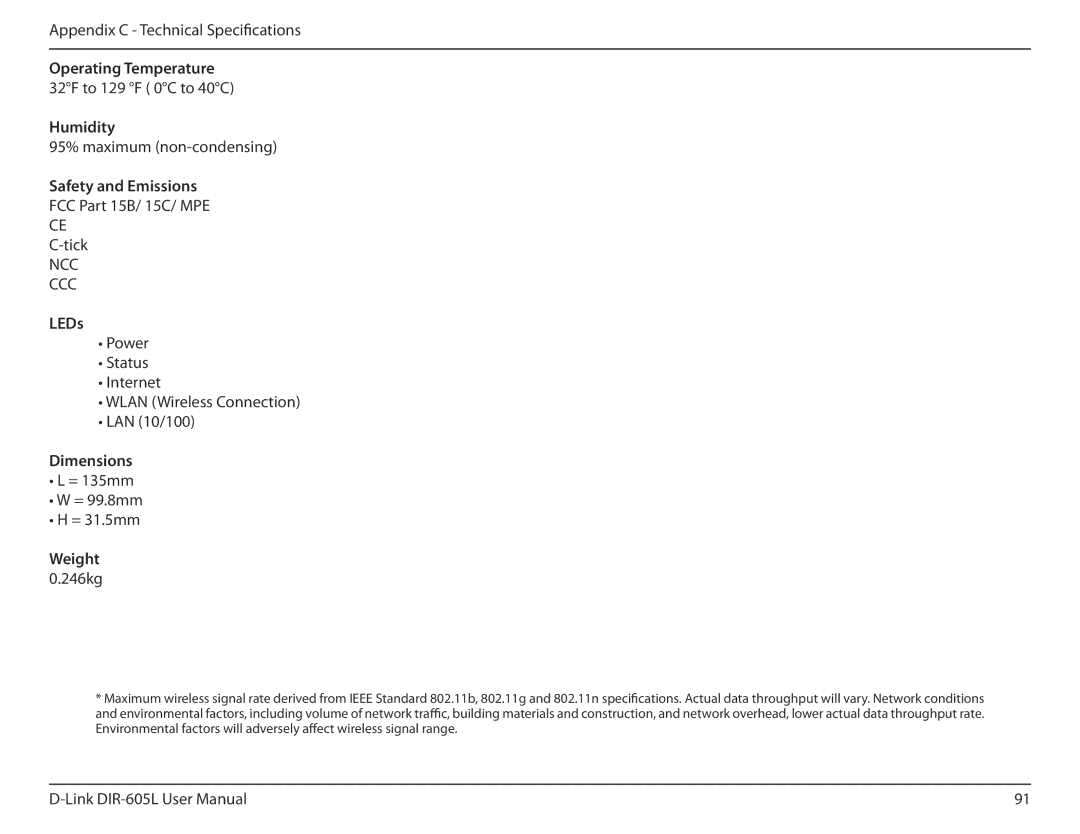 D-Link DIR-605L user manual Humidity 