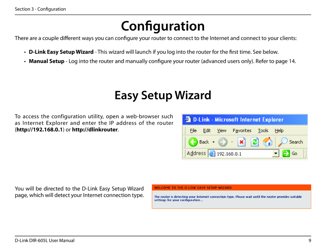 D-Link DIR-605L manual Configuration, Easy Setup Wizard 