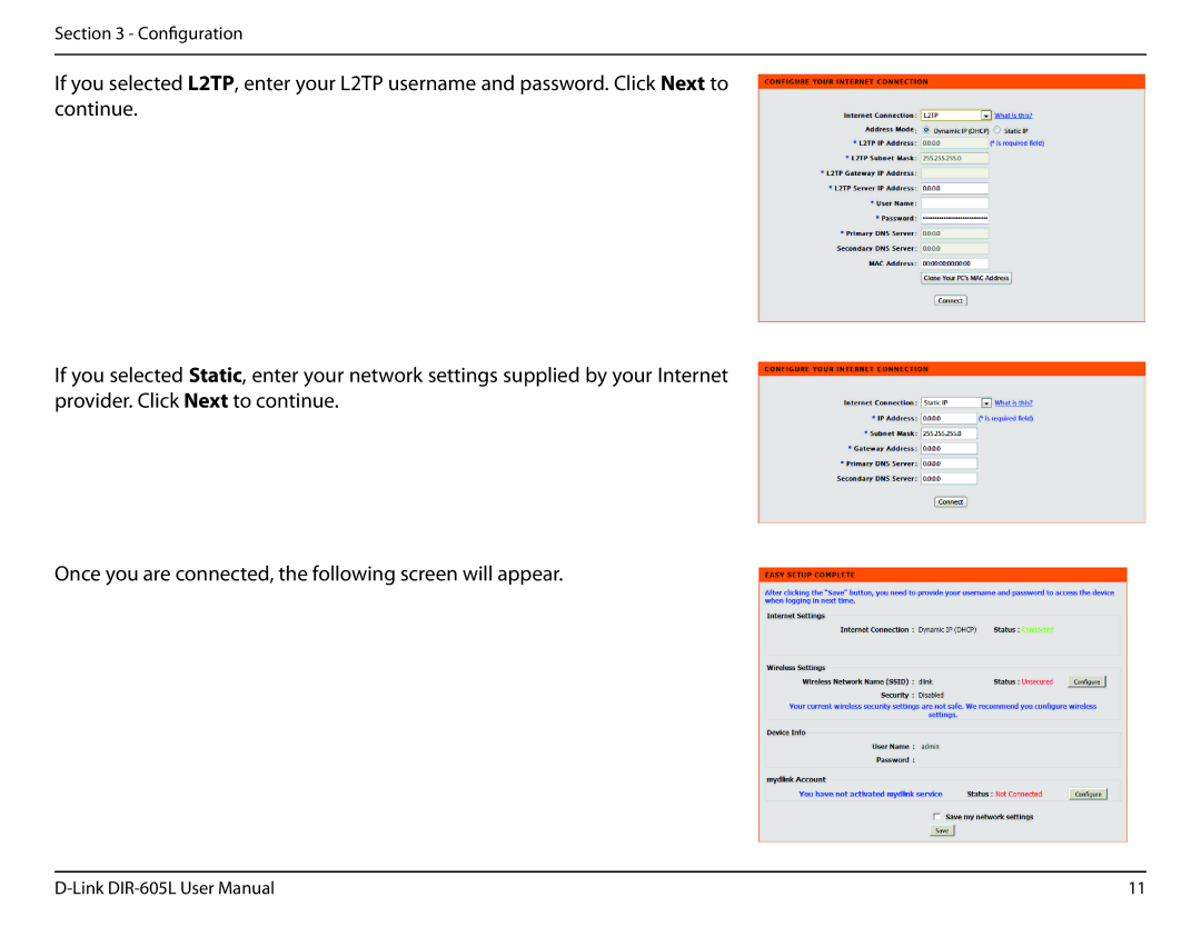 D-Link DIR-605L manual Configuration 