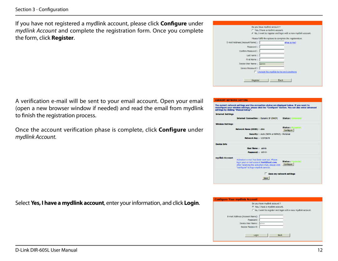 D-Link DIR-605L manual Configuration 