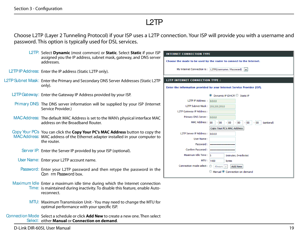 D-Link DIR-605L manual L2TP 