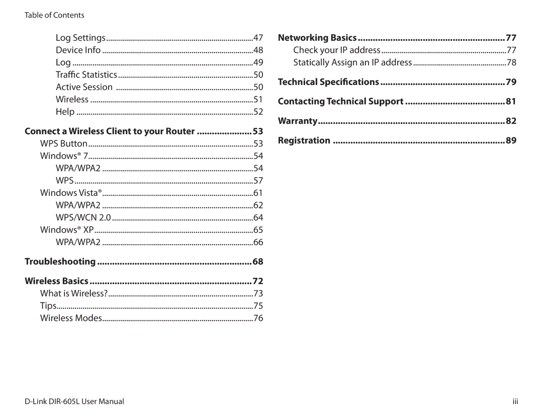 D-Link DIR-605L manual Technical Specifications Contacting Technical Support 