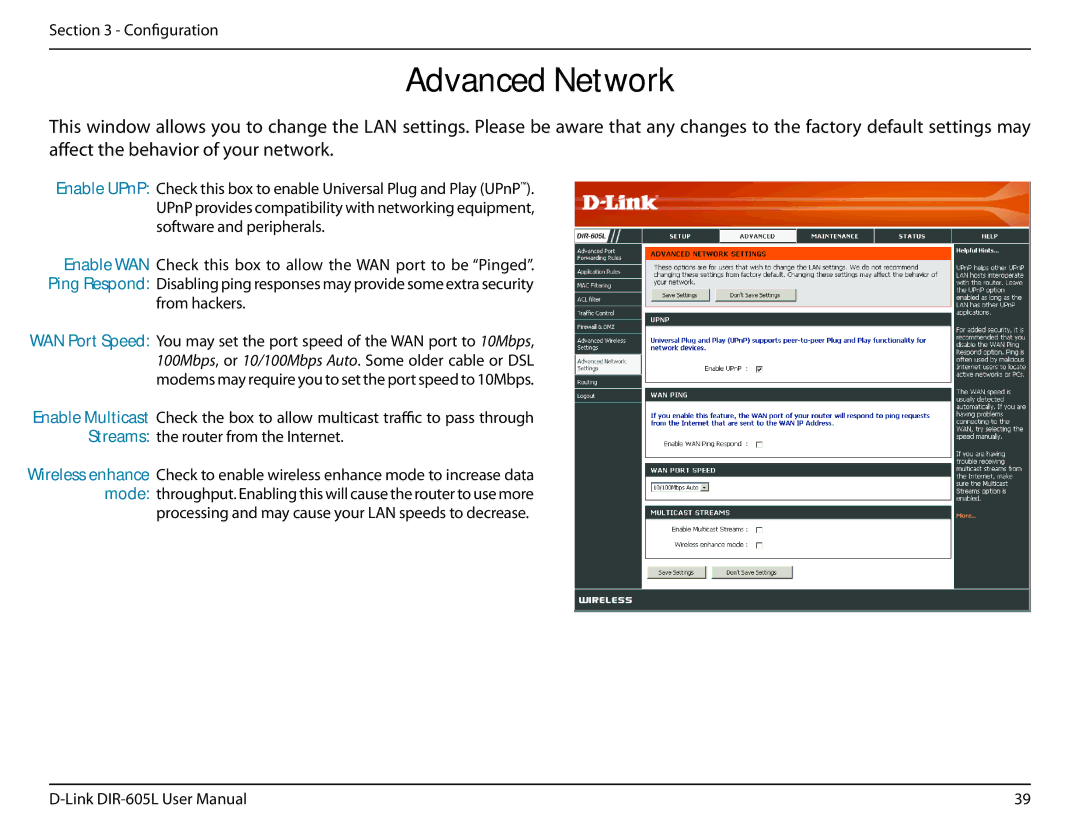 D-Link DIR-605L manual Advanced Network, From hackers 