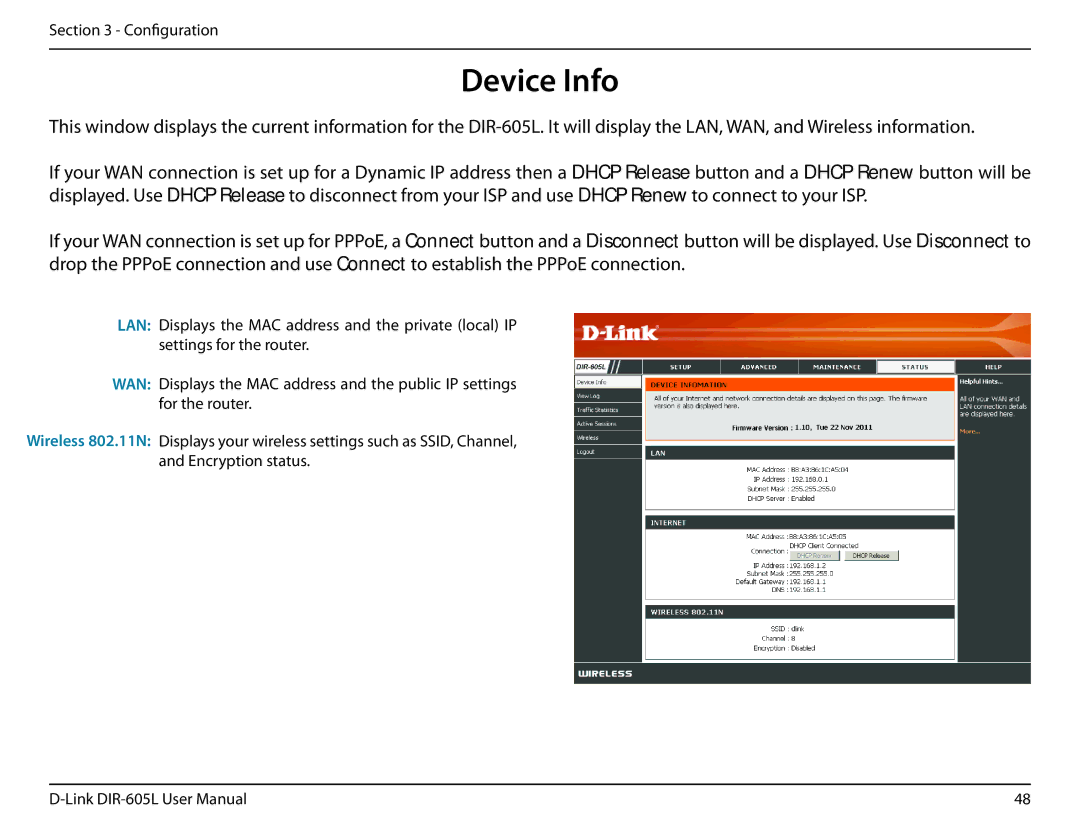 D-Link DIR-605L manual Device Info 