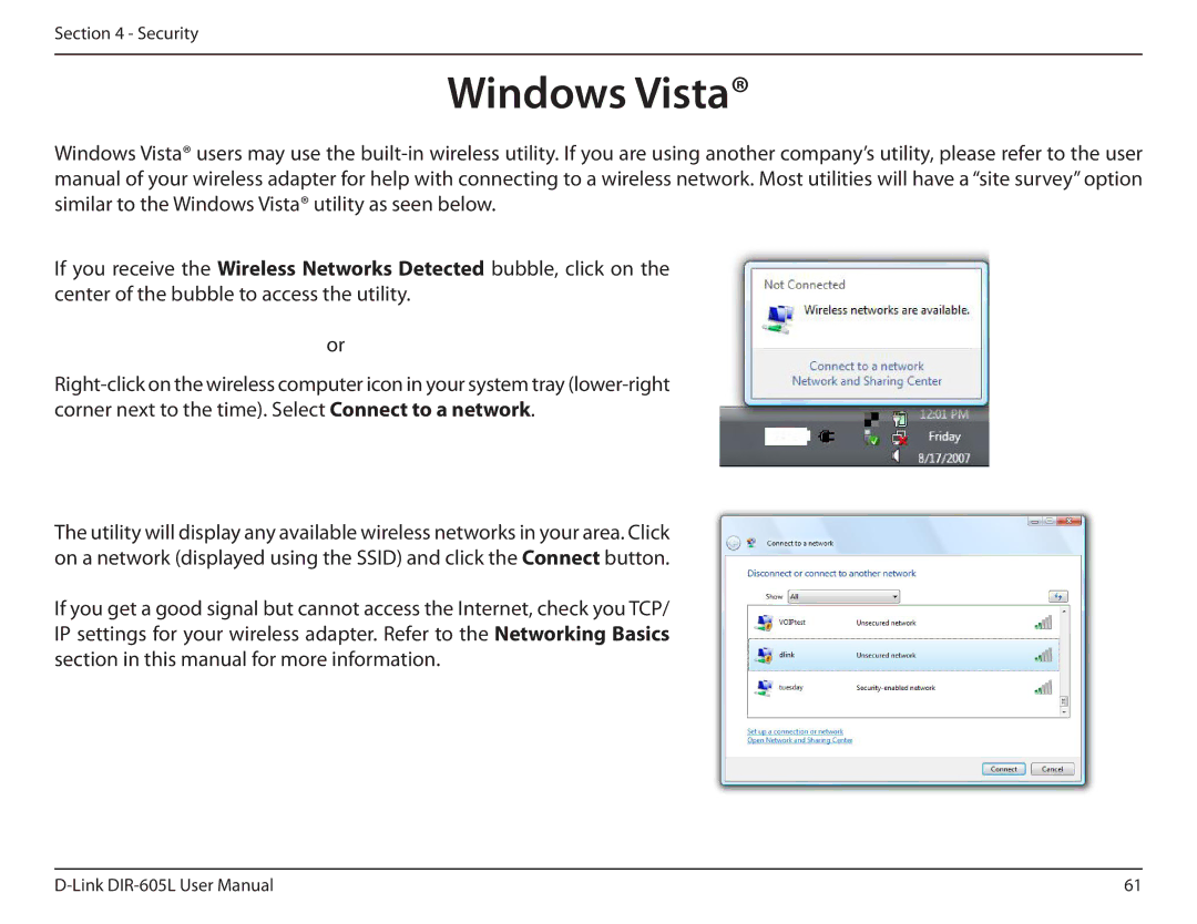 D-Link DIR-605L manual Windows Vista 