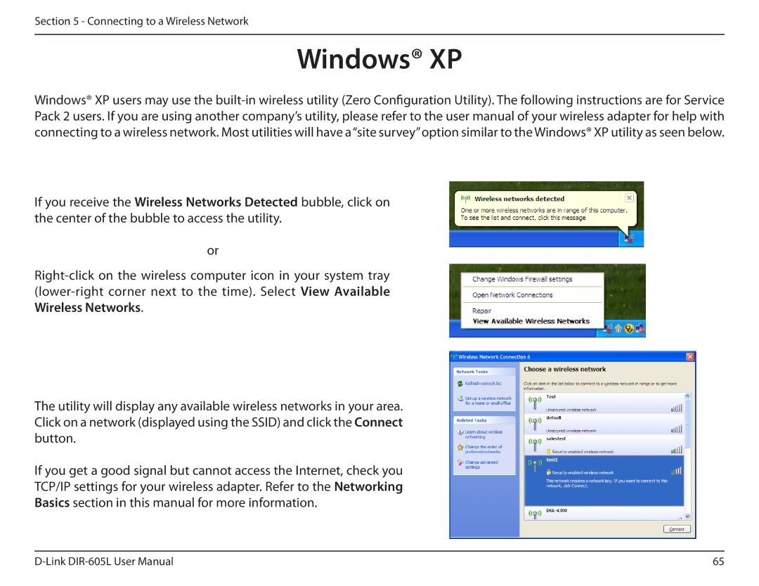 D-Link DIR-605L manual Windows XP 