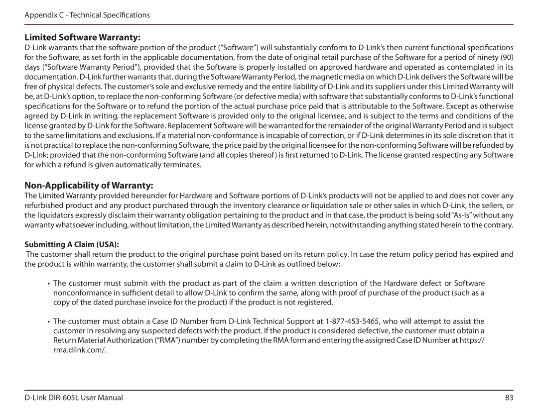 D-Link DIR-605L manual Limited Software Warranty, Non-Applicability of Warranty 