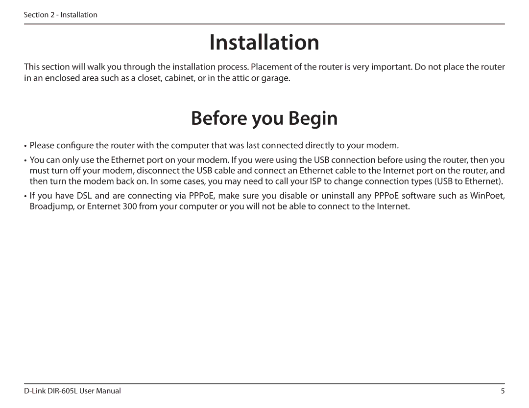 D-Link DIR-605L manual Installation, Before you Begin 