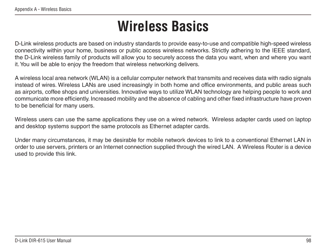 D-Link DIR-615 manual Wireless Basics 