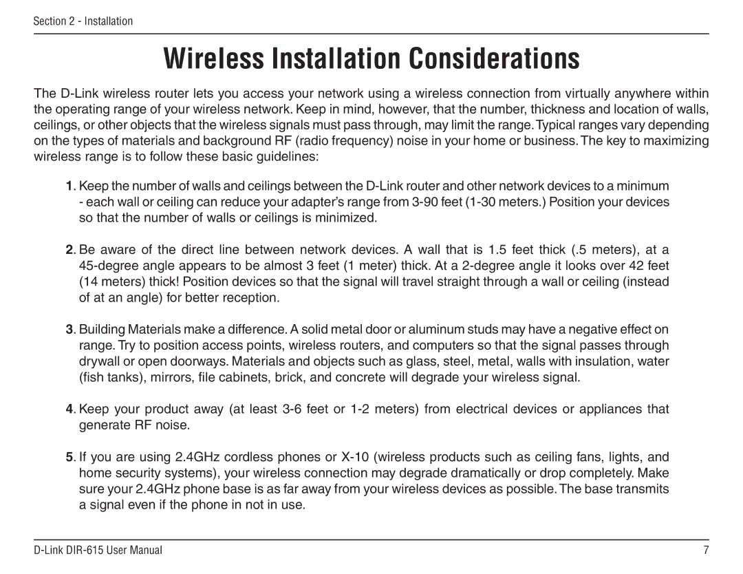 D-Link DIR-615 manual Wireless Installation Considerations 