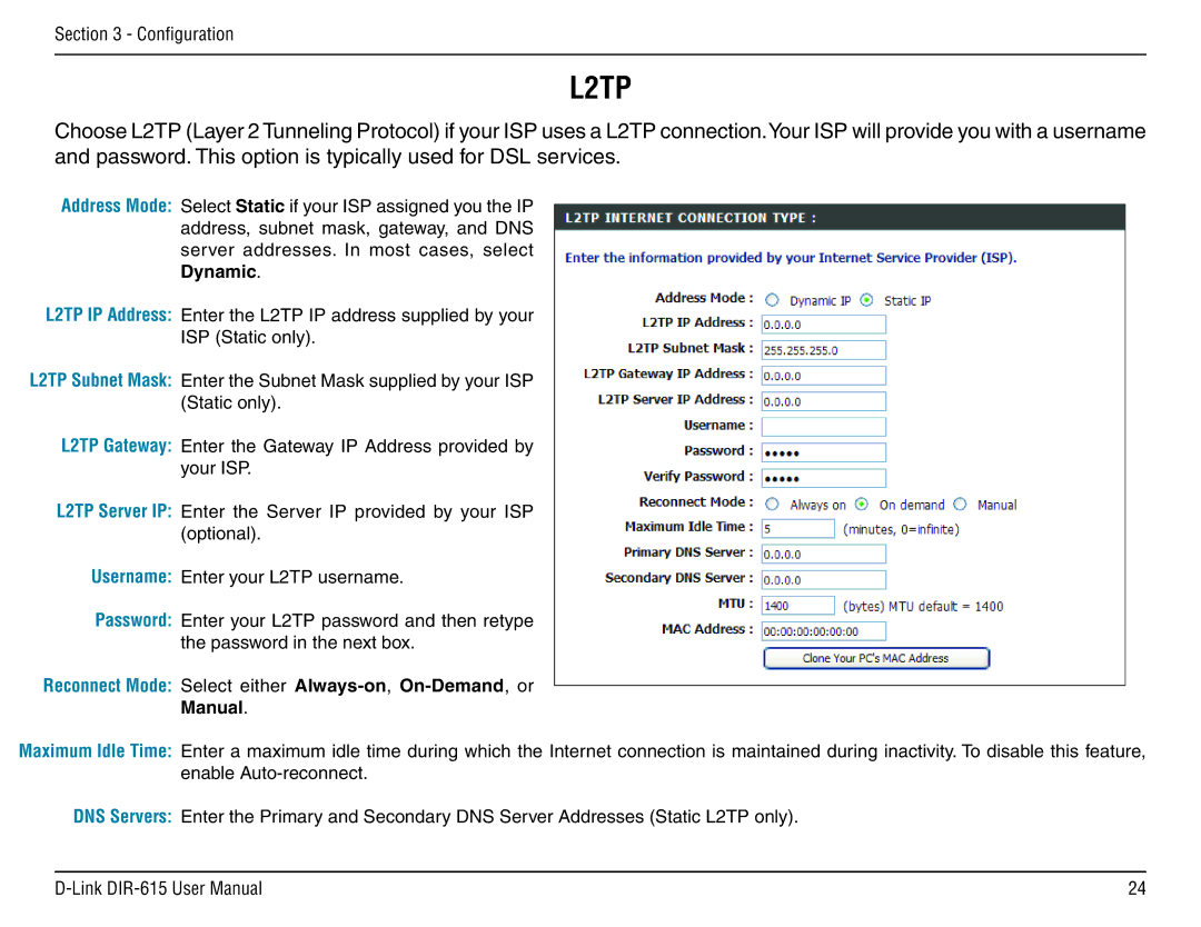 D-Link DIR-615 manual L2TP 