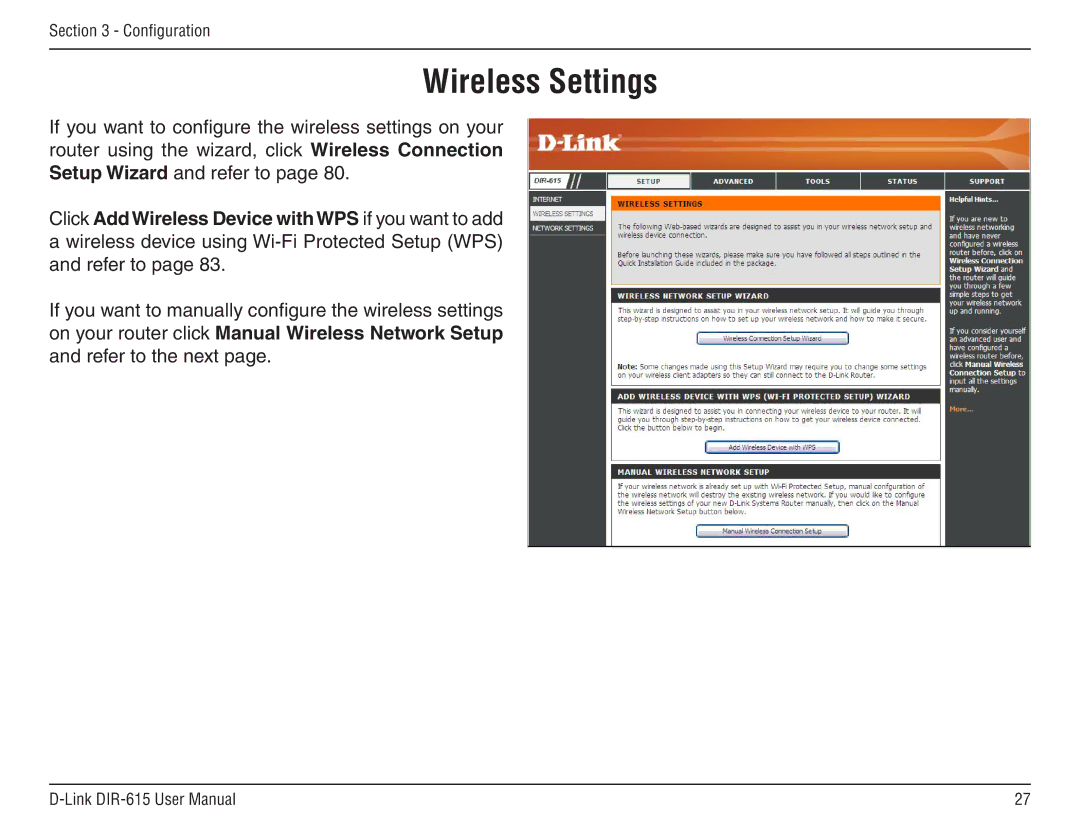 D-Link DIR-615 manual Wireless Settings 